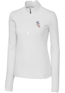 Cutter and Buck Chicago White Sox Womens White Americana Traverse 1/4 Zip Pullover
