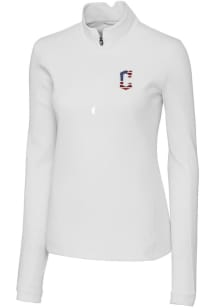 Cutter and Buck Cleveland Guardians Womens White Traverse 1/4 Zip Pullover