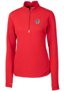 Cutter and Buck Milwaukee Brewers Womens Red Traverse 1/4 Zip Pullover