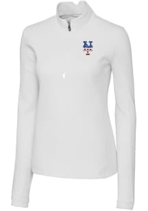 Cutter and Buck New York Mets Womens White Americana Traverse 1/4 Zip Pullover