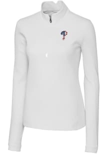Cutter and Buck Philadelphia Phillies Womens White Traverse 1/4 Zip Pullover