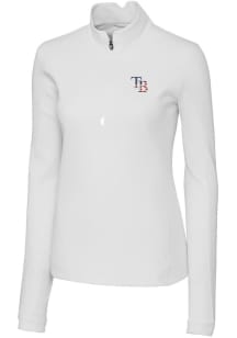 Cutter and Buck Tampa Bay Rays Womens White Americana Traverse 1/4 Zip Pullover