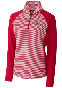 Cutter and Buck Chicago Cubs Womens Red Forge Tonal Stripe 1/4 Zip Pullover