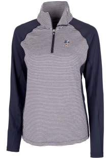 Cutter and Buck Miami Marlins Womens Navy Blue Forge Tonal Stripe 1/4 Zip Pullover