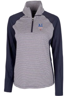 Cutter and Buck New York Mets Womens Navy Blue Forge Tonal Stripe 1/4 Zip Pullover