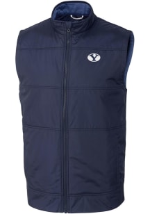 Cutter and Buck BYU Cougars Mens Navy Blue Stealth Hybrid Quilted Windbreaker Vest Big and Tall ..