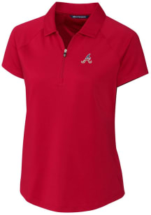 Cutter and Buck Atlanta Braves Womens Red Forge Short Sleeve Polo Shirt