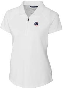 Cutter and Buck Chicago Cubs Womens White Forge Short Sleeve Polo Shirt