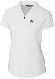 Cutter and Buck Miami Marlins Womens White Forge Short Sleeve Polo Shirt