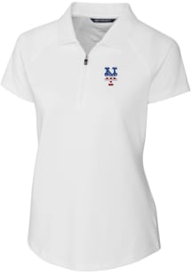 Cutter and Buck New York Mets Womens White Forge Short Sleeve Polo Shirt