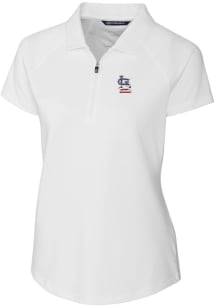 Cutter and Buck St Louis Cardinals Womens White Americana Forge Short Sleeve Polo Shirt