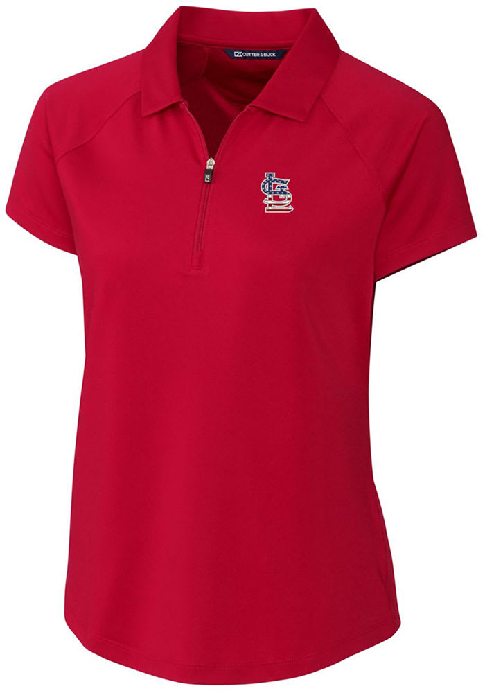 surfcitygranny Red St Louis Cardinals Polo Shirt with Short Sleeves, Collar and 3 Front Buttons Size Medium