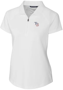 Cutter and Buck Tampa Bay Rays Womens White Forge Short Sleeve Polo Shirt