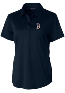 Cutter and Buck Boston Red Sox Womens Navy Blue Prospect Textured Short Sleeve Polo Shirt
