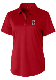 Cutter and Buck Cleveland Guardians Womens Red Prospect Textured Short Sleeve Polo Shirt