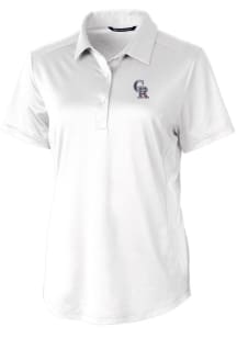 Cutter and Buck Colorado Rockies Womens White Prospect Textured Short Sleeve Polo Shirt