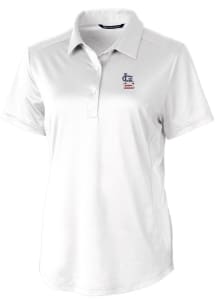 Cutter and Buck St Louis Cardinals Womens White Prospect Textured Short Sleeve Polo Shirt