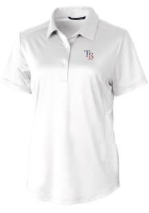 Cutter and Buck Tampa Bay Rays Womens White Prospect Textured Short Sleeve Polo Shirt