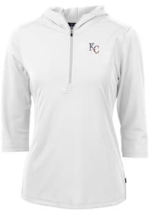 Cutter and Buck Kansas City Royals Womens White Virtue Eco Pique Hooded Sweatshirt