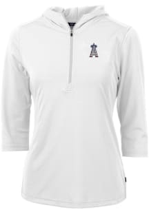 Cutter and Buck Los Angeles Angels Womens White Virtue Eco Pique Hooded Sweatshirt