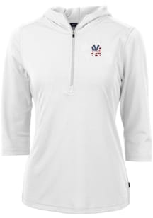 Cutter and Buck New York Yankees Womens White Virtue Eco Pique Hooded Sweatshirt