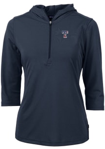 Cutter and Buck Texas Rangers Womens Navy Blue Virtue Eco Pique Hooded Sweatshirt