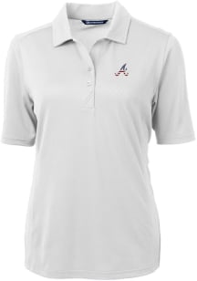 Cutter and Buck Atlanta Braves Womens White Virtue Eco Pique Short Sleeve Polo Shirt