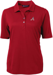 Cutter and Buck Atlanta Braves Womens Red Virtue Eco Pique Short Sleeve Polo Shirt
