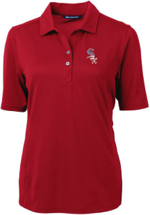 Cutter and Buck Chicago White Sox Womens Cardinal Americana Virtue Eco Pique Short Sleeve Polo S..