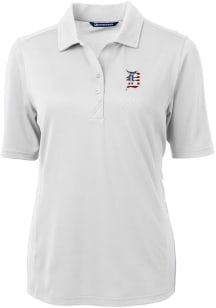 Cutter and Buck Detroit Tigers Womens White Virtue Eco Pique Short Sleeve Polo Shirt