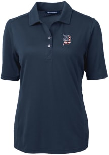 Cutter and Buck Detroit Tigers Womens Navy Blue Virtue Eco Pique Short Sleeve Polo Shirt