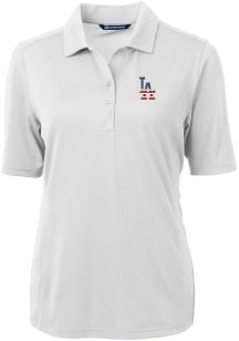 Cutter and Buck Los Angeles Dodgers Womens White Virtue Eco Pique Short Sleeve Polo Shirt