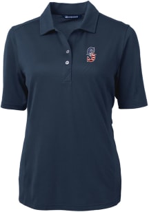 Cutter and Buck Seattle Mariners Womens Navy Blue Virtue Eco Pique Short Sleeve Polo Shirt