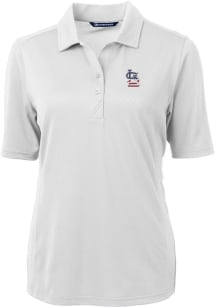 Cutter and Buck St Louis Cardinals Womens White Virtue Eco Pique Short Sleeve Polo Shirt