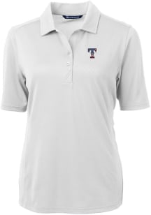 Cutter and Buck Texas Rangers Womens White Virtue Eco Pique Short Sleeve Polo Shirt