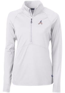 Cutter and Buck Atlanta Braves Womens White Adapt Eco 1/4 Zip Pullover