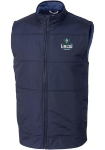 Cutter and Buck UNCW Seahawks Mens Navy Blue Stealth Hybrid Quilted Windbreaker Vest Big and Tal..