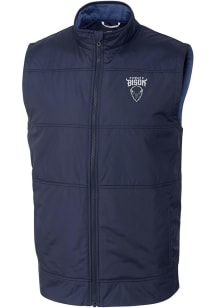 Cutter and Buck Howard Bison Mens Navy Blue Stealth Hybrid Quilted Windbreaker Vest Big and Tall..