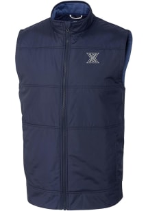 Cutter and Buck Xavier Musketeers Mens Navy Blue Stealth Hybrid Quilted Windbreaker Vest Big and..