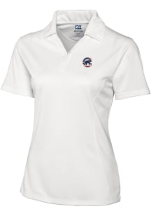 Cutter and Buck Chicago Cubs Womens White Drytec Genre Textured Short Sleeve Polo Shirt