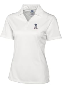 Cutter and Buck Los Angeles Angels Womens White Drytec Genre Textured Short Sleeve Polo Shirt