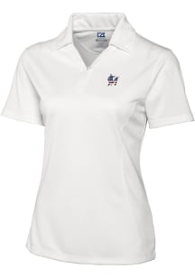 Cutter and Buck Miami Marlins Womens White Drytec Genre Textured Short Sleeve Polo Shirt