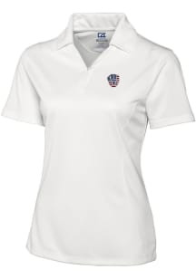 Cutter and Buck Milwaukee Brewers Womens White Drytec Genre Textured Short Sleeve Polo Shirt