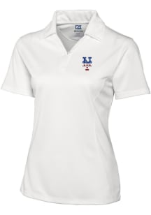Cutter and Buck New York Mets Womens White Drytec Genre Textured Short Sleeve Polo Shirt