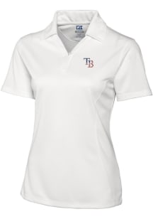 Cutter and Buck Tampa Bay Rays Womens White Drytec Genre Textured Short Sleeve Polo Shirt