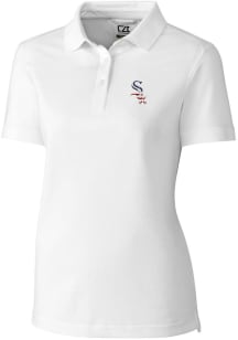 Cutter and Buck Chicago White Sox Womens White Advantage Pique Short Sleeve Polo Shirt