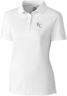 Cutter and Buck Kansas City Royals Womens White Advantage Pique Short Sleeve Polo Shirt