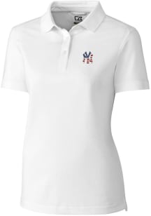 Cutter and Buck New York Yankees Womens White Advantage Pique Short Sleeve Polo Shirt