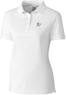 Cutter and Buck Oakland Athletics Womens White Advantage Pique Short Sleeve Polo Shirt