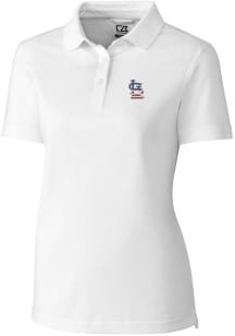 Cutter and Buck St Louis Cardinals Womens White Advantage Pique Short Sleeve Polo Shirt